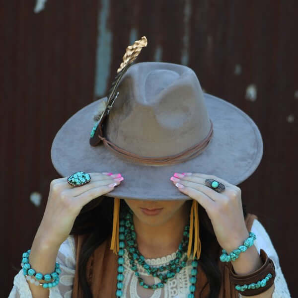 Blue Turquoise Ring set in Antique Copper