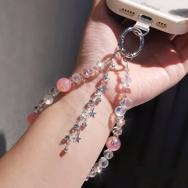 Star-diamond Tassel Crystal Phone Case Charm With Beads