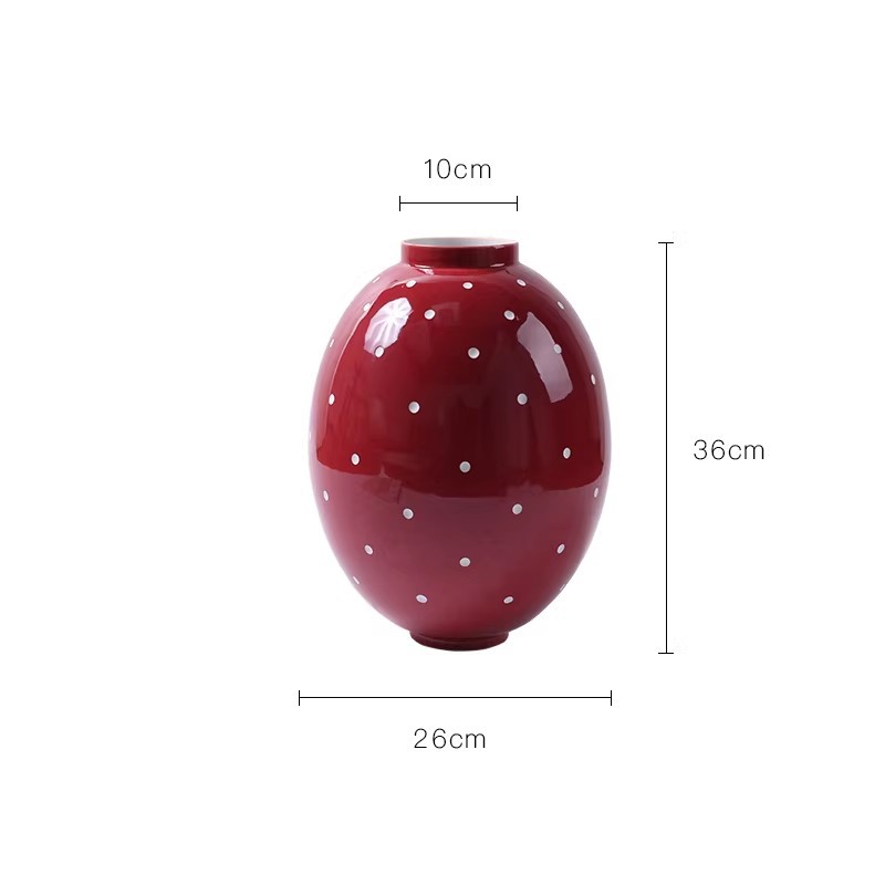 Ceramic Red Vase Home Entryway Decoration