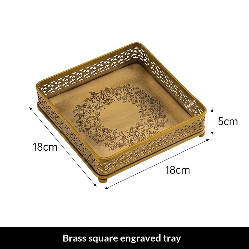 Brass Carved Tray For Home Decor
