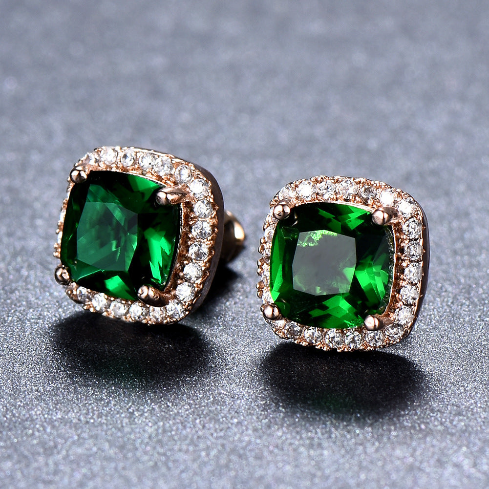 Korean-style Fashionable All-diamond Zircon Womens Stud Earrings