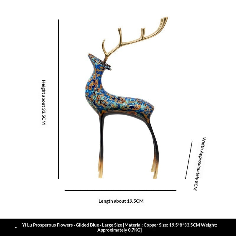Light-Luxury Modern Decor Lacquered Copper Deer Ornament