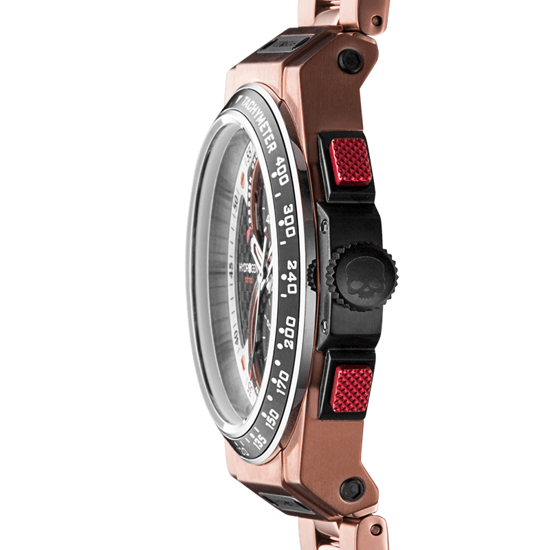 Otto Chrono All Rose Gold Bracelet showcasing bold design and chronograph functionality.