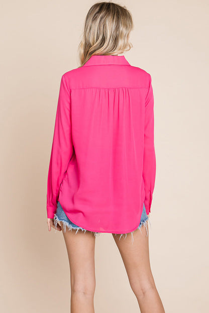 V neck Collared Pocket Detail Blouse Shirts