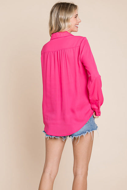 V neck Collared Pocket Detail Blouse Shirts