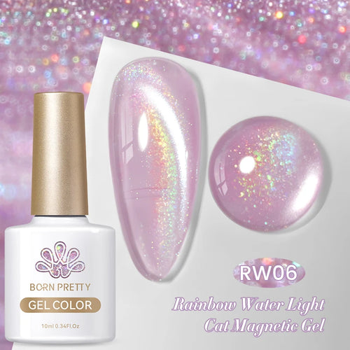 BORN PRETTY 10ml Rainbow Purple Water Light Cat Magnetic Gel Nail