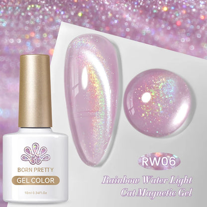 BORN PRETTY 10ml Rainbow Purple Water Light Cat Magnetic Gel Nail