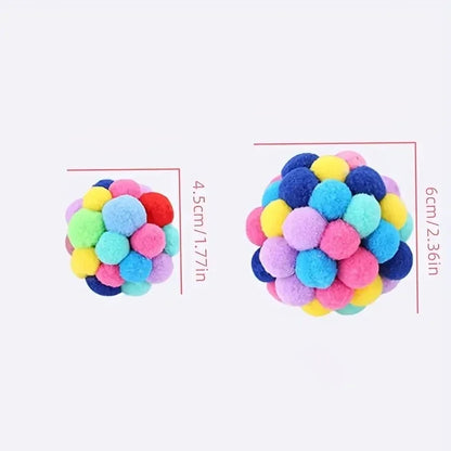 3PCS Cat Toys Cat Plush Ball Toy Pet Elastic Bell Ball Self Hi Ball