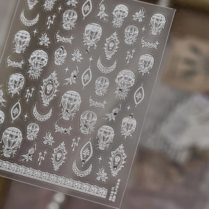 Halloween 5D Nail Art Stickers Sweet Pink Heart-Shaped Pumpkins Black