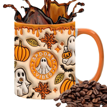 Ghost Mug 3D Milk Mug With Handle Ceramic Tea Mug 350ml Spooky