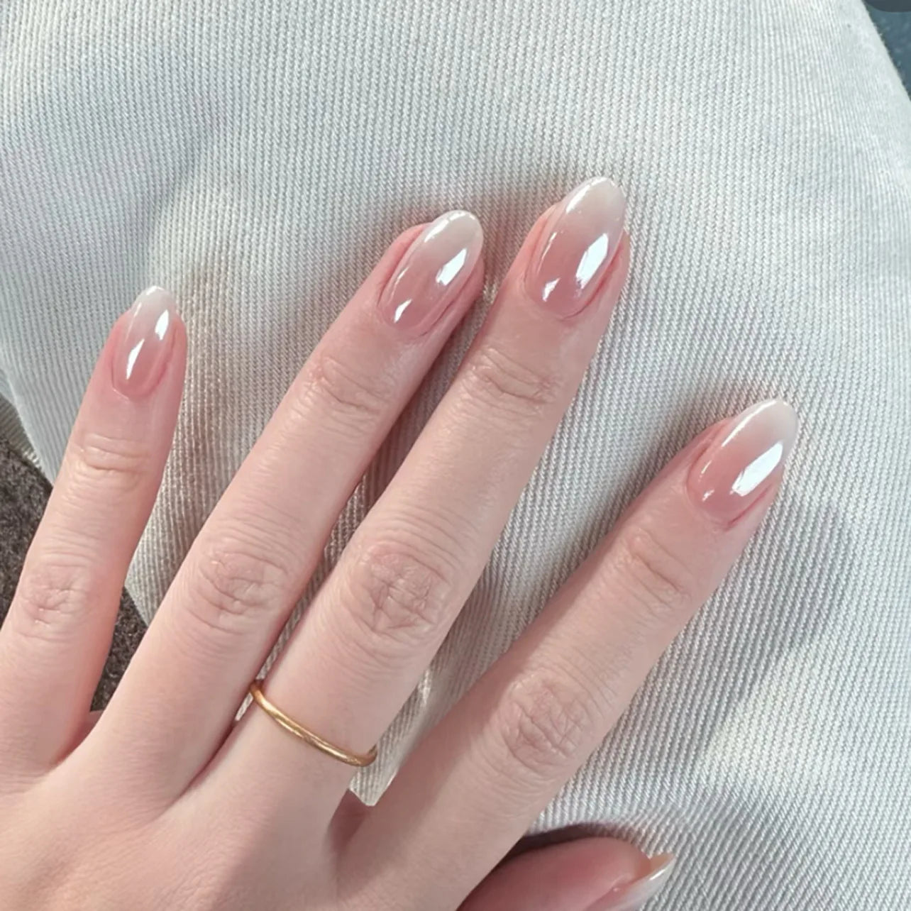 3D Flower French Tip Pink Almond Press On Nails – Handmade Pearl Bead Set | sNails Nails