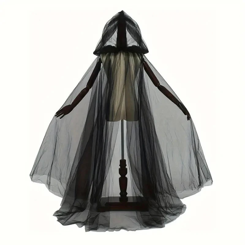 Black Bridal Shawl Witch Vampire Cosplay Cloak Halloween Double Cloak
