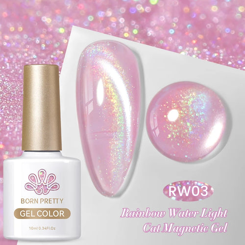 BORN PRETTY 10ml Rainbow Purple Water Light Cat Magnetic Gel Nail