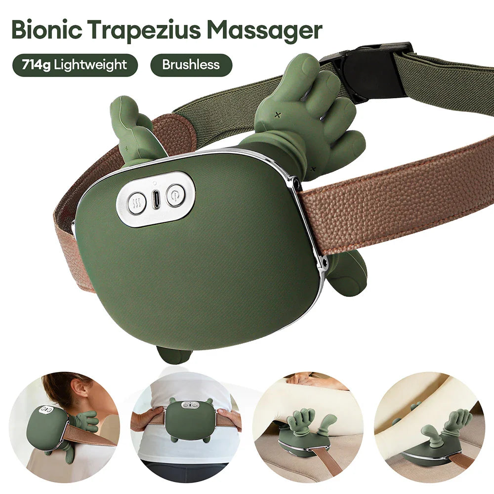 4D Bionic Wireless Neck & Shoulder Massager – Shiatsu Deep Tissue Cervical & Trapezius Massage Shawl with Brushless Motor, Heat Therapy & Rechargeable Design