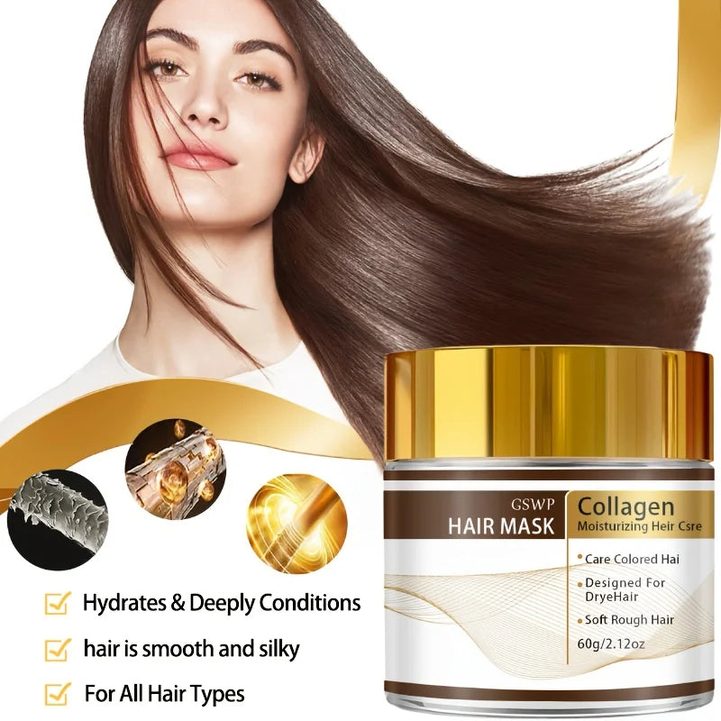 Moroccan Collagen Hair Mask With Glycerin And Biotin — Gold | KIMLUD