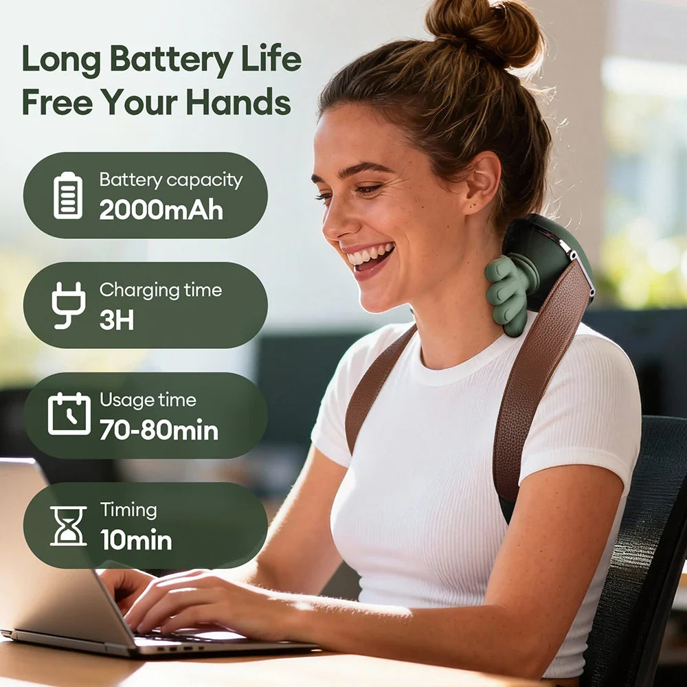 4D Bionic Wireless Neck & Shoulder Massager – Shiatsu Deep Tissue Cervical & Trapezius Massage Shawl with Brushless Motor, Heat Therapy & Rechargeable Design