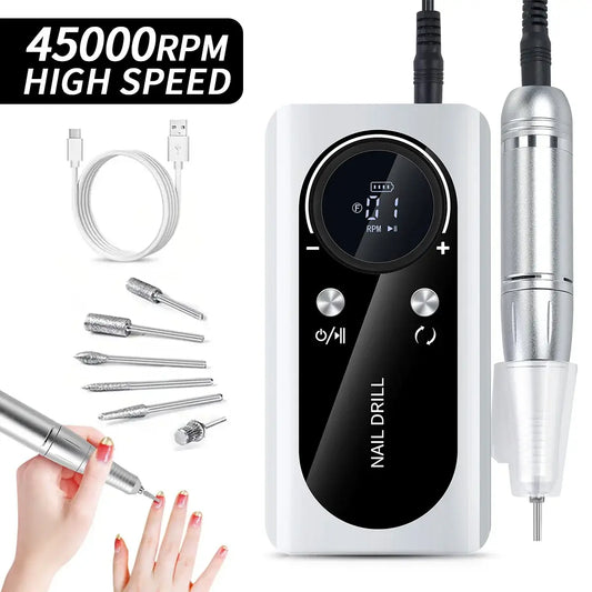 Rechargeable Nail Drill Machine With Low Noise & LCD Display