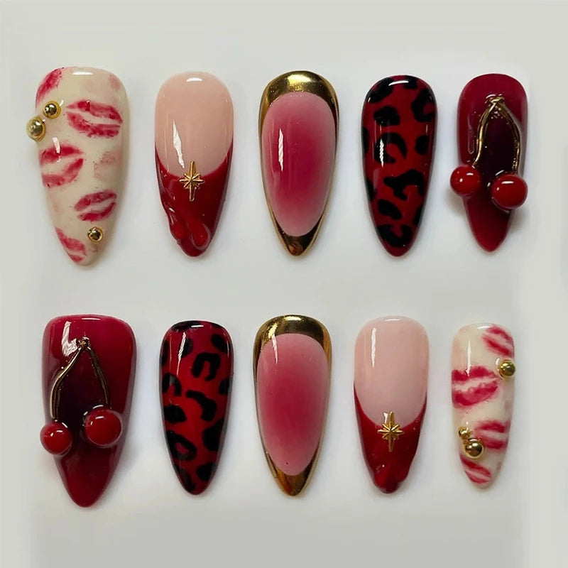 3D Flower French Tip Pink Almond Press On Nails – Handmade Pearl Bead Set | sNails Nails