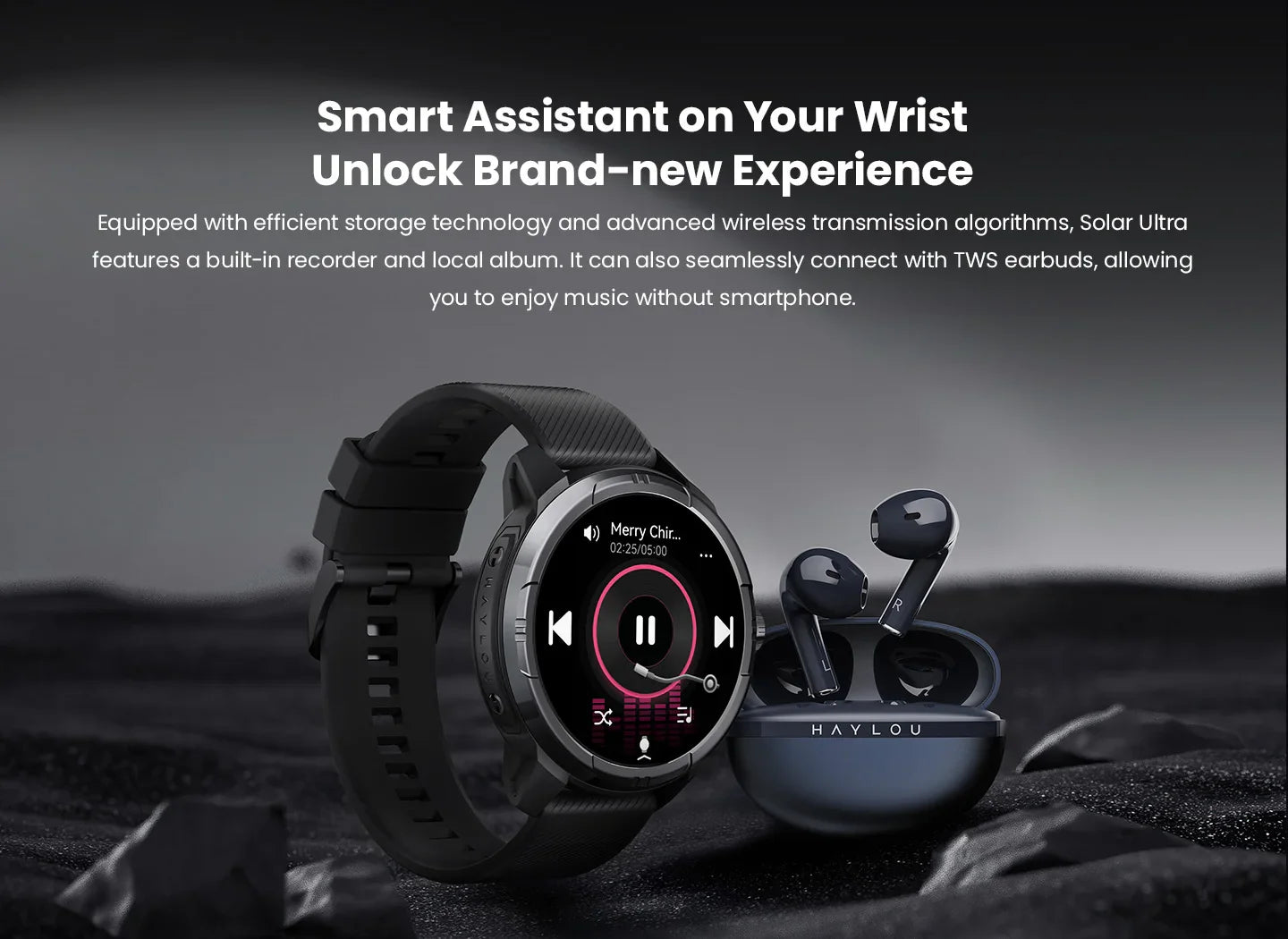 HAYLOU Solar Ultra GPS Smartwatch 1.6” AMOLED Display 5ATM Waterproof Built-in GPS Bluetooth Phone Calls Sports Smart Watch