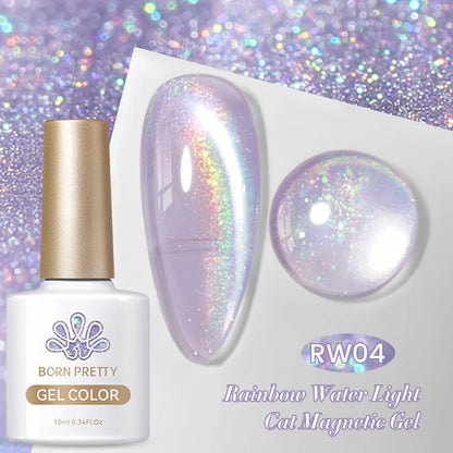 BORN PRETTY 10ml Rainbow Purple Water Light Cat Magnetic Gel Nail