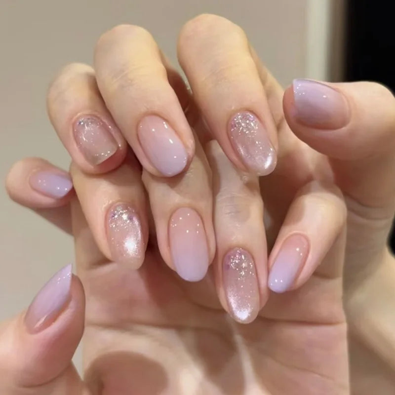 3D Flower French Tip Pink Almond Press On Nails – Handmade Pearl Bead Set | sNails Nails