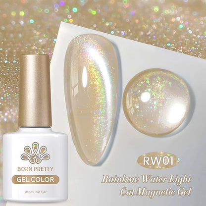 BORN PRETTY 10ml Rainbow Purple Water Light Cat Magnetic Gel Nail