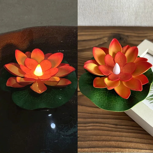 1PC/6PCS LED Lotus Night Lamp Floating Water Sensor Flower Lamp Garden