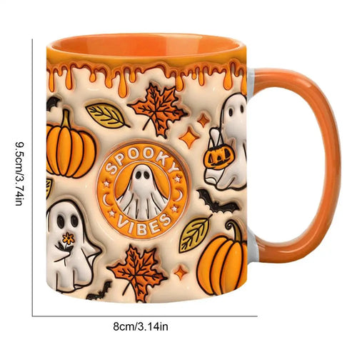 Ghost Mug 3D Milk Mug With Handle Ceramic Tea Mug 350ml Spooky