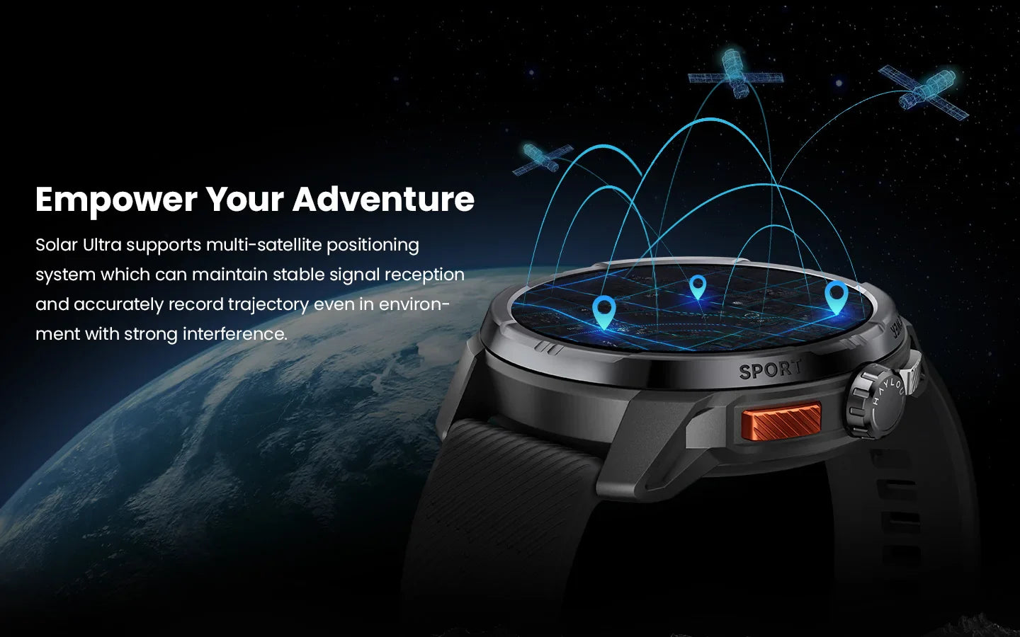 HAYLOU Solar Ultra GPS Smartwatch 1.6” AMOLED Display 5ATM Waterproof Built-in GPS Bluetooth Phone Calls Sports Smart Watch