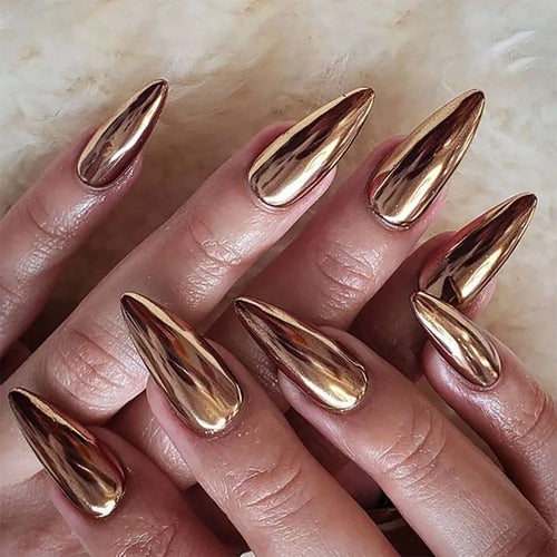 24Pcs Black Y2k Fake Nails with Diamond Halloween Long Almond False