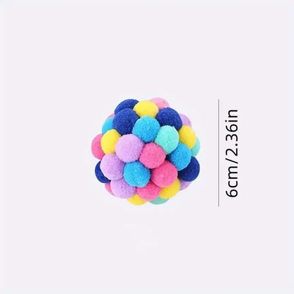3PCS Cat Toys Cat Plush Ball Toy Pet Elastic Bell Ball Self Hi Ball