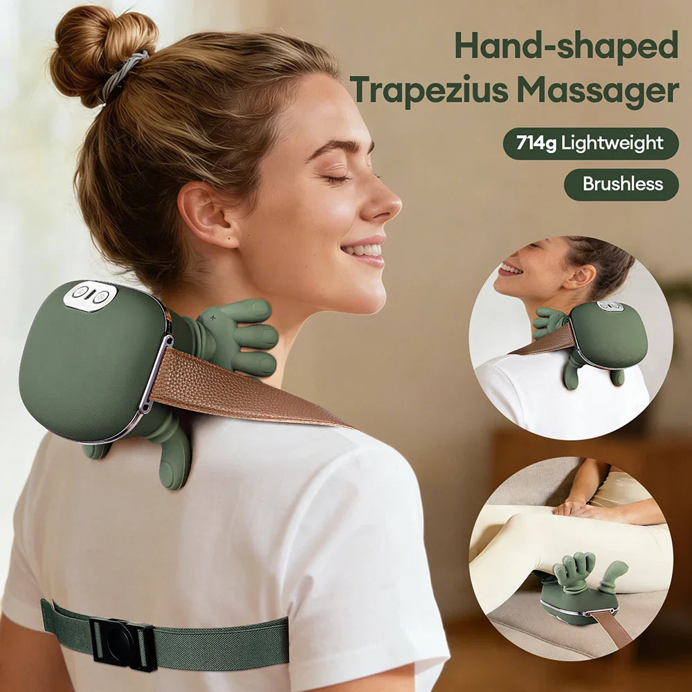 4D Bionic Wireless Neck & Shoulder Massager – Shiatsu Deep Tissue Cervical & Trapezius Massage Shawl with Brushless Motor, Heat Therapy & Rechargeable Design