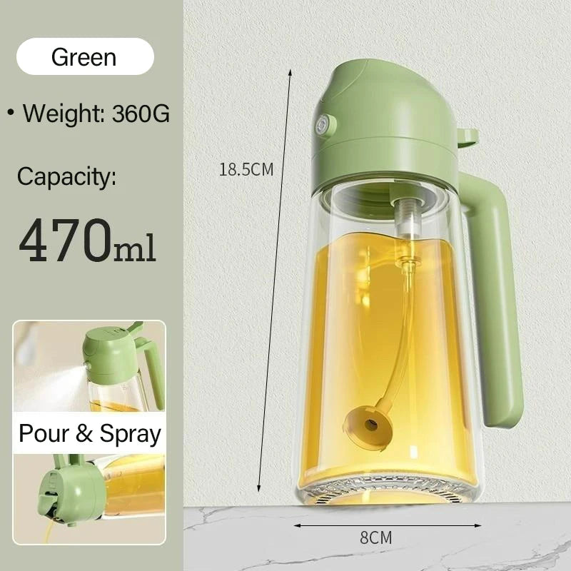 470ML Glass Olive Oil Sprayer & Dispenser – 2-in-1 Spray & Pour Bottle