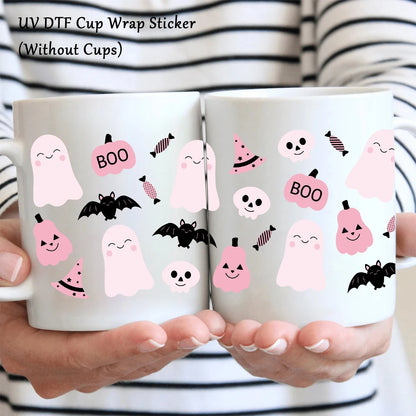 1PC Halloween Ghost UV DTF Cup Wrap Sticker for 16oz Glass Coffee Mug
