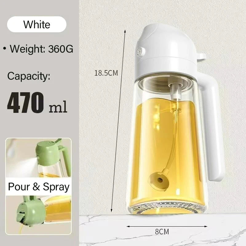 470ML Glass Olive Oil Sprayer & Dispenser – 2-in-1 Spray & Pour Bottle