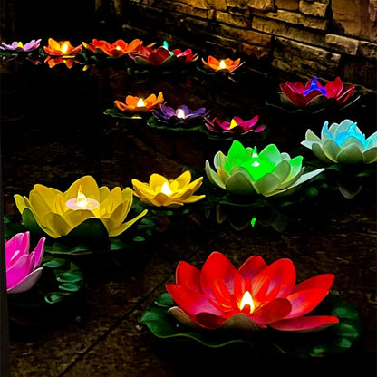 1PC/6PCS LED Lotus Night Lamp Floating Water Sensor Flower Lamp Garden