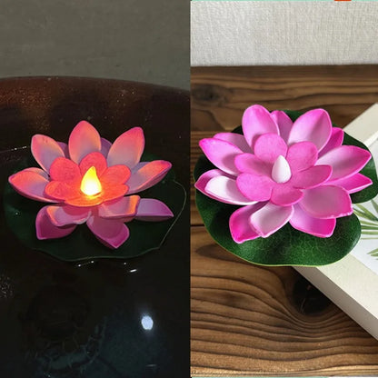 1PC/6PCS LED Lotus Night Lamp Floating Water Sensor Flower Lamp Garden