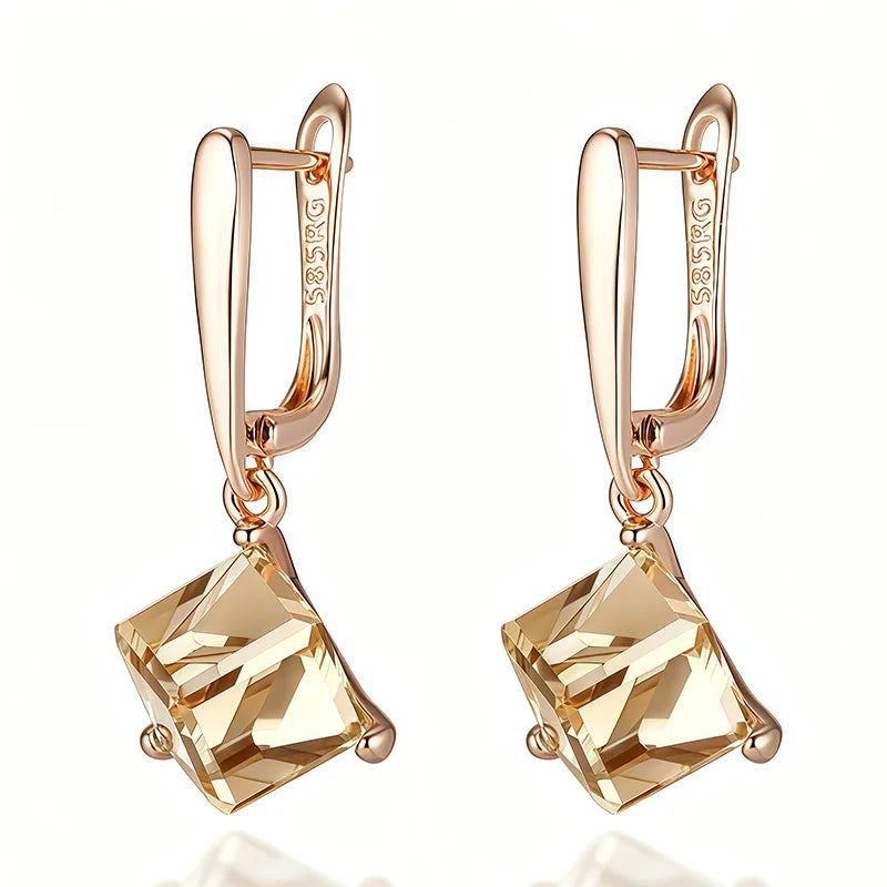 15.12 Ct Radiant Drop Earrings with Round Diamond Accent