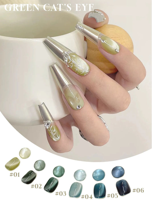 1-6PCS Bamboo Series Cat's Eye Gel Nail Polish 2025 Fall Winter