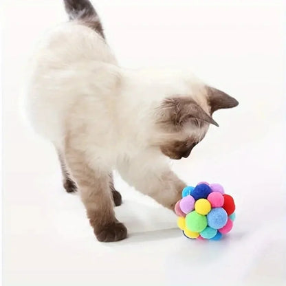 3PCS Cat Toys Cat Plush Ball Toy Pet Elastic Bell Ball Self Hi Ball