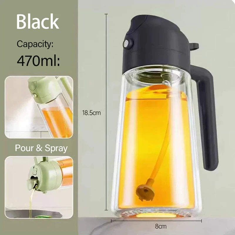 470ML Glass Olive Oil Sprayer & Dispenser – 2-in-1 Spray & Pour Bottle