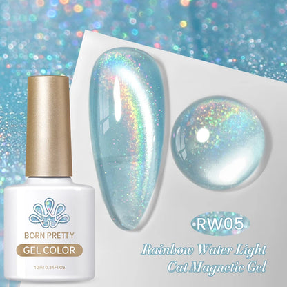 BORN PRETTY 10ml Rainbow Purple Water Light Cat Magnetic Gel Nail