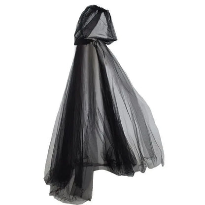 Black Bridal Shawl Witch Vampire Cosplay Cloak Halloween Double Cloak