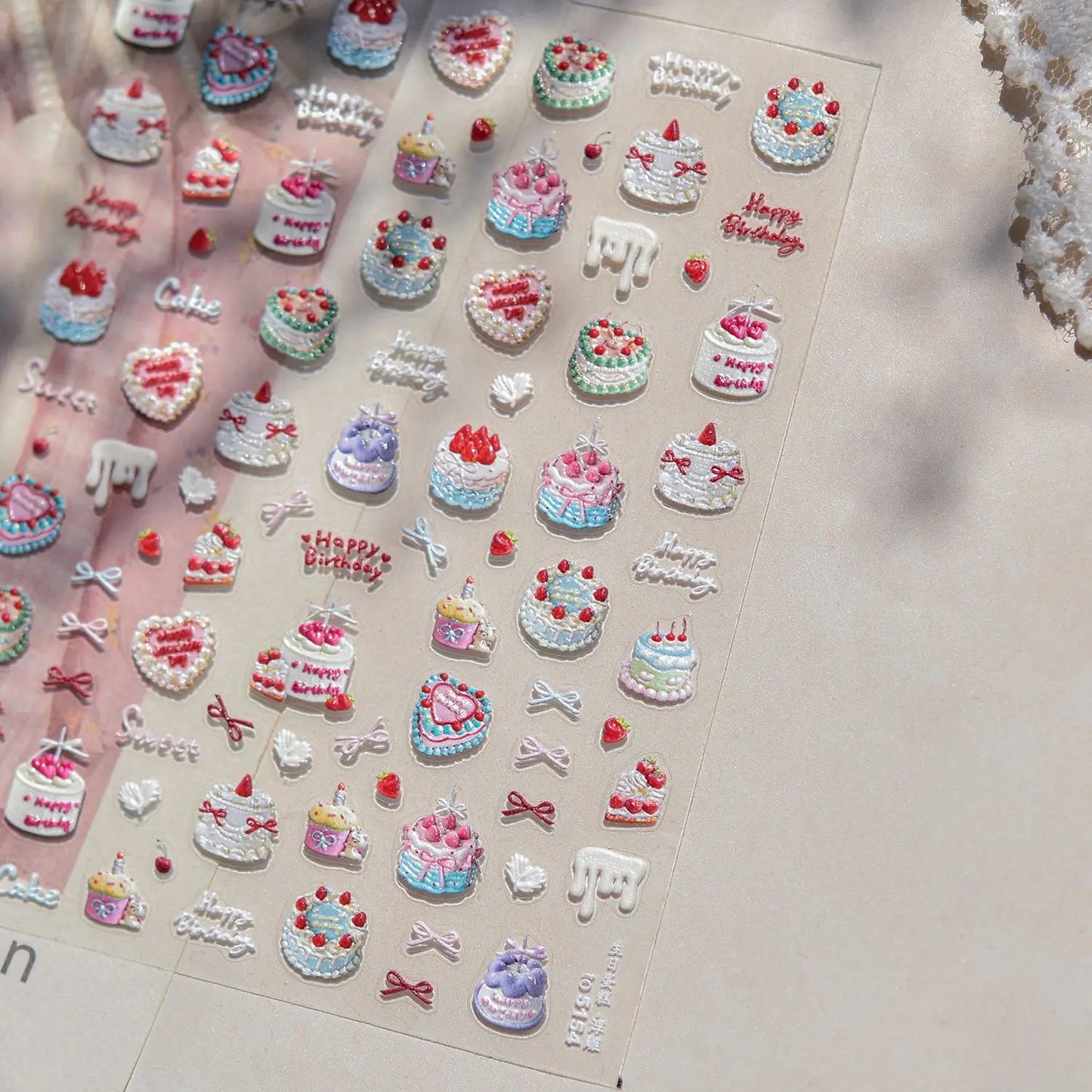 Halloween 5D Nail Art Stickers Sweet Pink Heart-Shaped Pumpkins Black