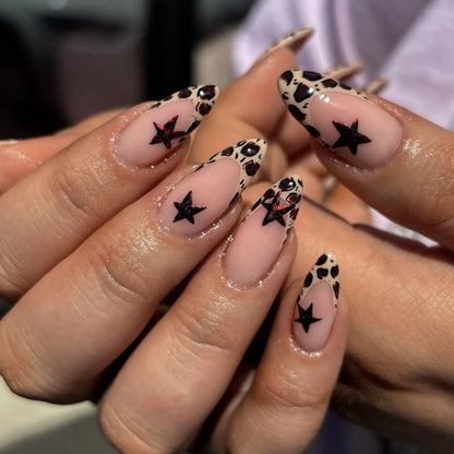 24Pcs Black Y2k Fake Nails with Diamond Halloween Long Almond False