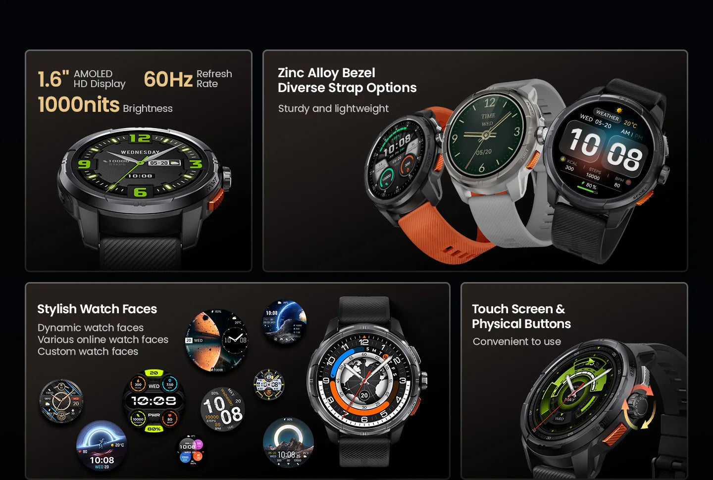 HAYLOU Solar Ultra GPS Smartwatch 1.6” AMOLED Display 5ATM Waterproof Built-in GPS Bluetooth Phone Calls Sports Smart Watch
