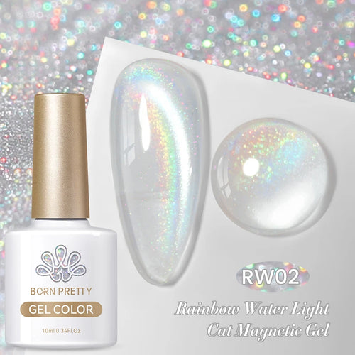 BORN PRETTY 10ml Rainbow Purple Water Light Cat Magnetic Gel Nail