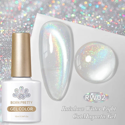 BORN PRETTY 10ml Rainbow Purple Water Light Cat Magnetic Gel Nail