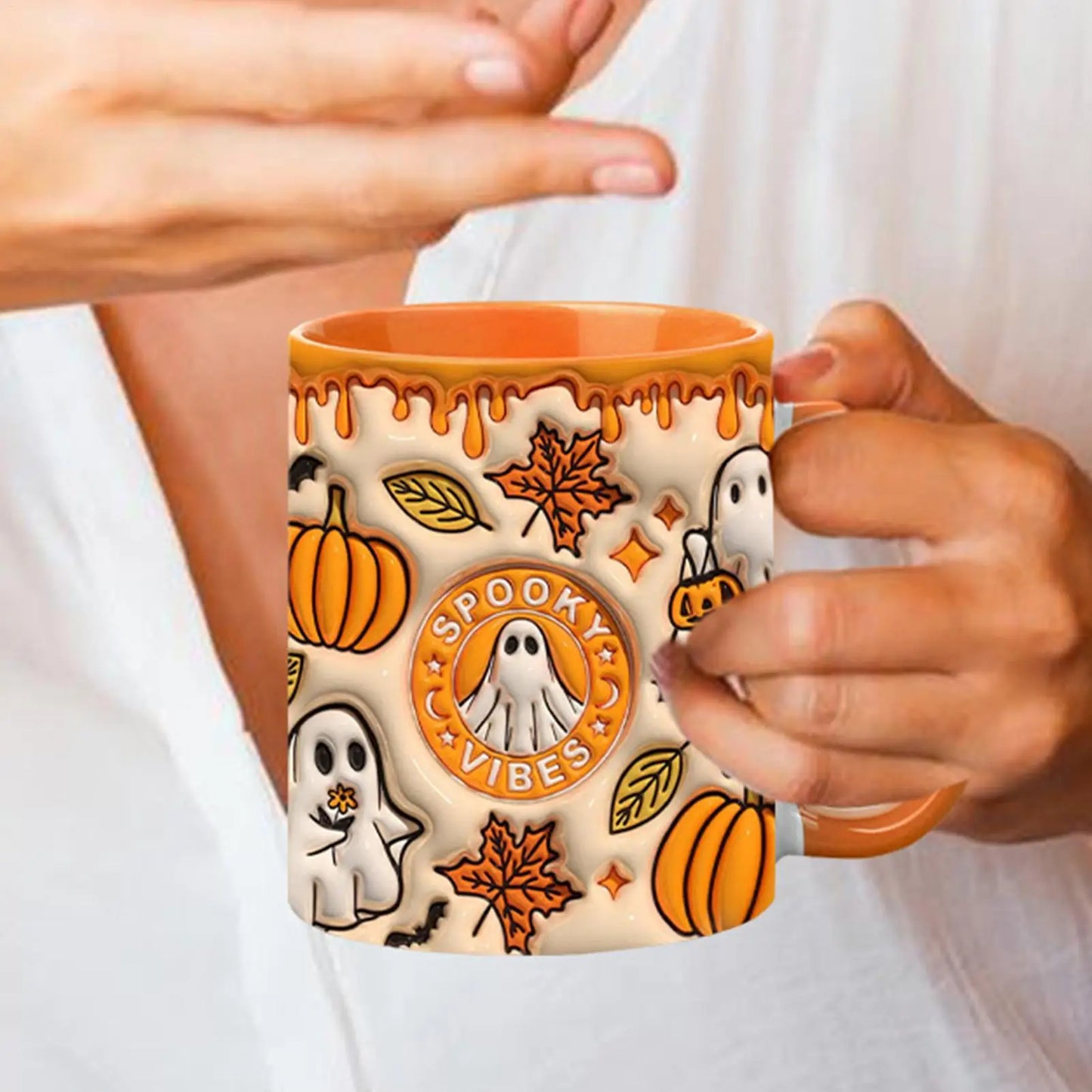 Ghost Mug 3D Milk Mug With Handle Ceramic Tea Mug 350ml Spooky
