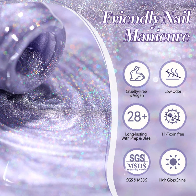BORN PRETTY 10ml Rainbow Purple Water Light Cat Magnetic Gel Nail